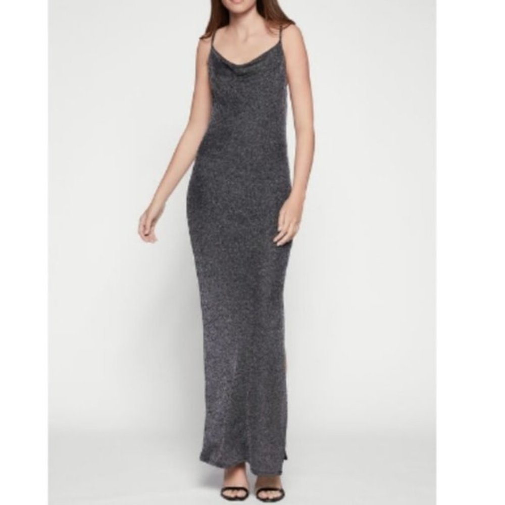 BCBGeneration Black & Silver Cocktail Maxi Dress